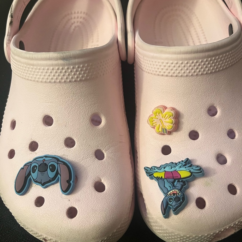 Little Girls Light Pink Clog Shoes with Character Charms